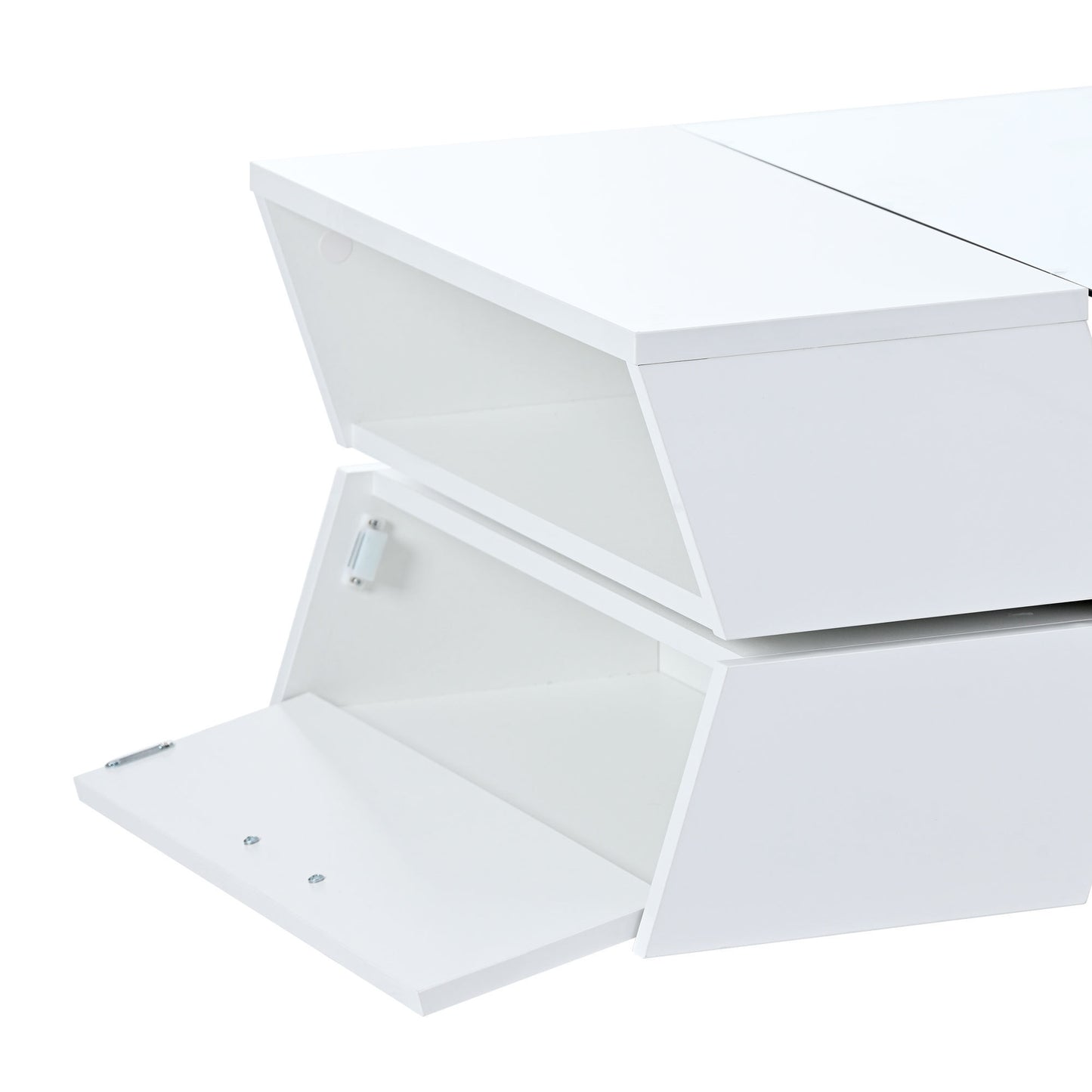 Geo Storage Glass-Top Coffee Table - White