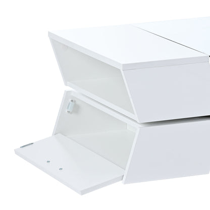 Geo Storage Glass-Top Coffee Table - White