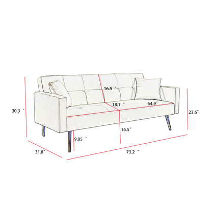 Fuco Convertible Velvet Sofa Bed - Cream White