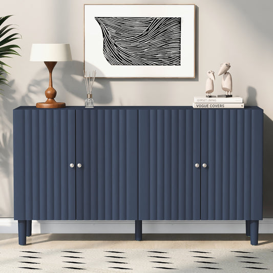 Butler Wavy Pattern Doors Sideboard Buffet - Navy Blue