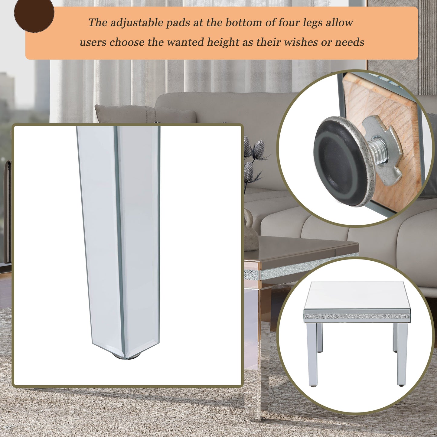 Mirrora Glass Mirrored Coffee Table