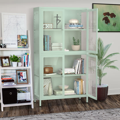 Hart Four Glass Door Storage Cabinet - Mint Green