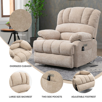 Mia Heat Massage Chenille Power Lift Recliner Chair - Beige