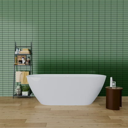 Sleek  67" Acrylic Freestanding Soaking Bathtub - White