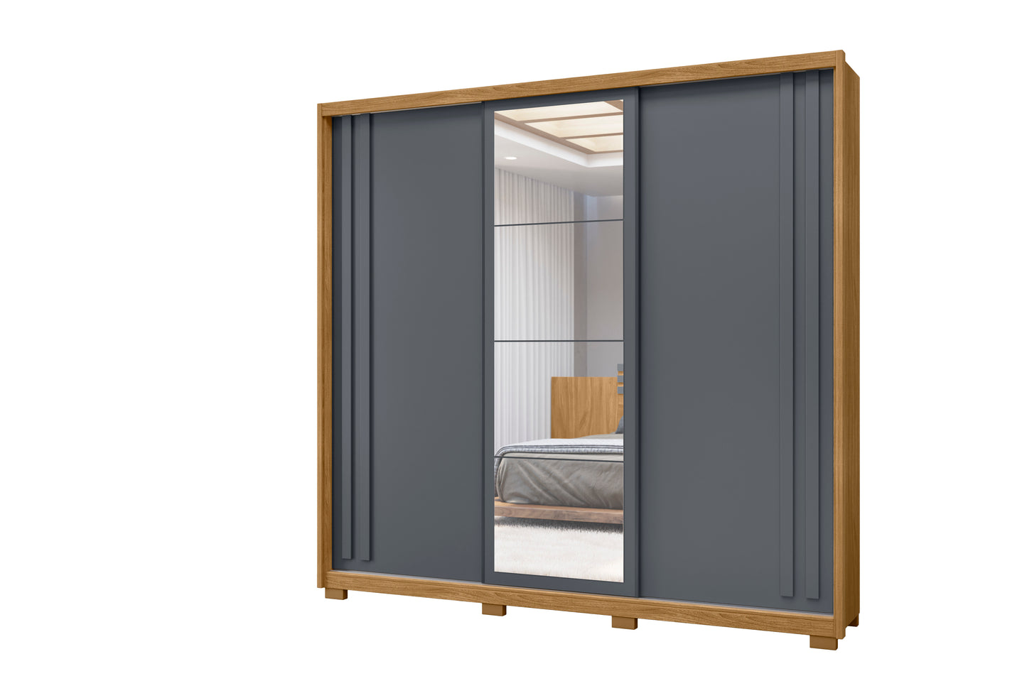 Wardrobe San Marino - Gray + Mirror