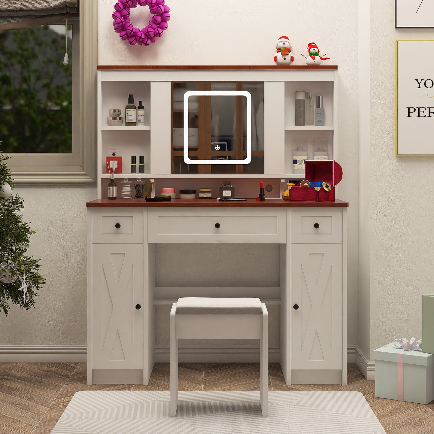 Cleo III Makeup Vanity Desk Set