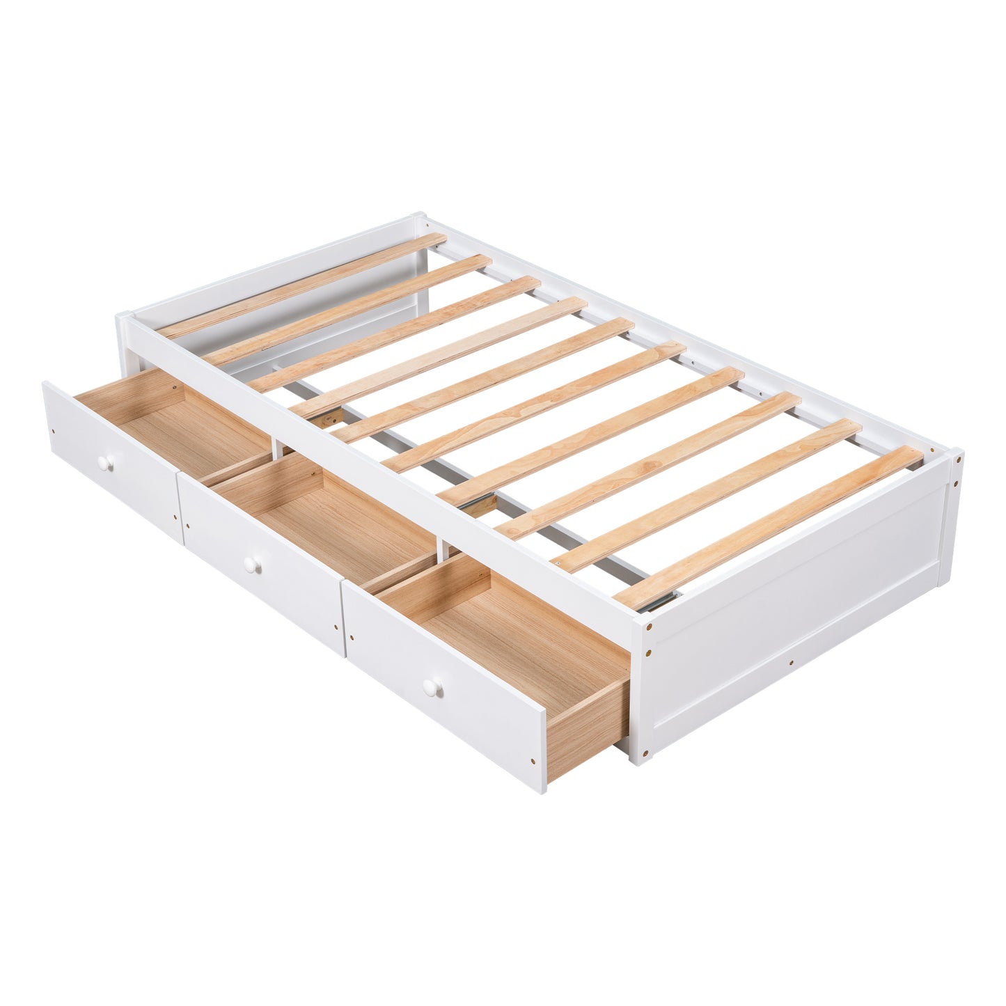 Oris Twin Size Wood Platform Bed - White