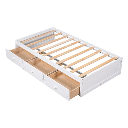 Oris Twin Size Wood Platform Bed - White