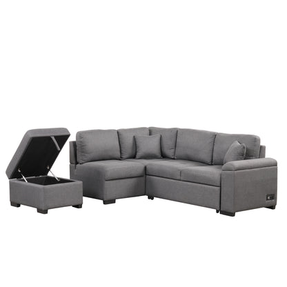 Kwame Sleeper Sectional Sofa - Dark Gray
