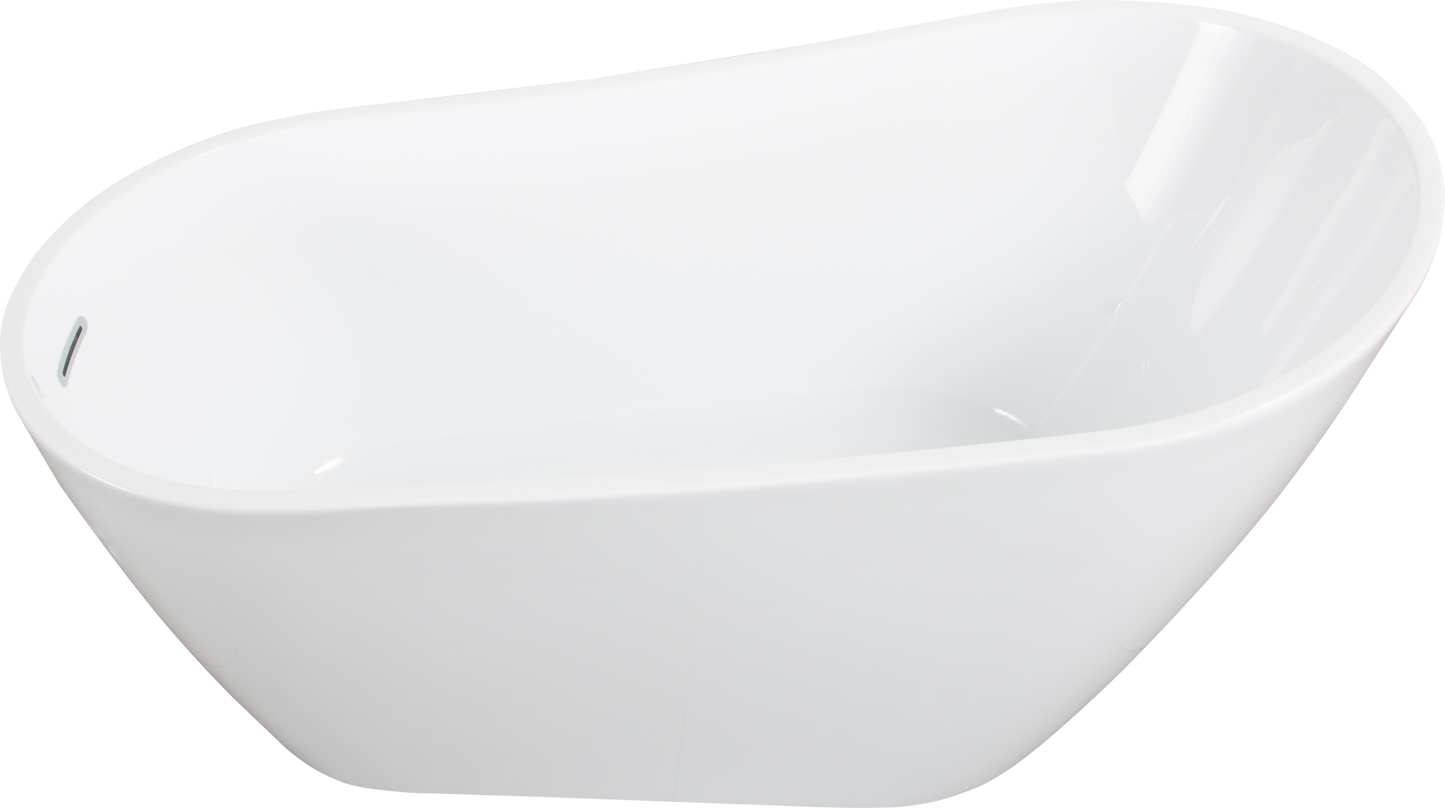 Kriss 59" Acrylic Freestanding Bathtub with Bottom Anti-Slip  - Gloss White