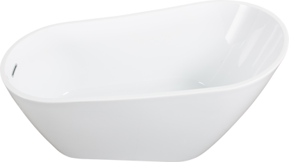 Kriss 59" Acrylic Freestanding Bathtub with Bottom Anti-Slip  - Gloss White