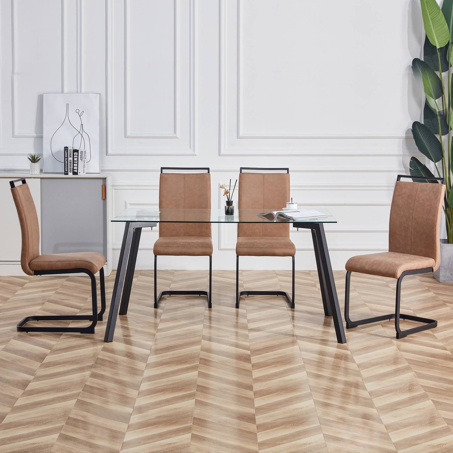 Alida Dining Chairs Metal Leg (Set of 4) - Brown