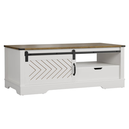 Barnwood Coffee Storage Table - White & Oak