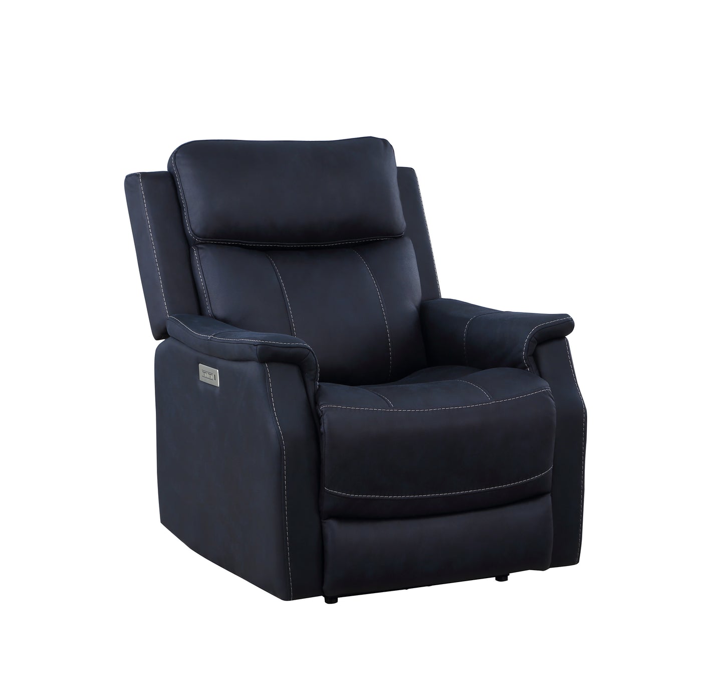 Clean Contemporary Dual-Power Recliner - Blue