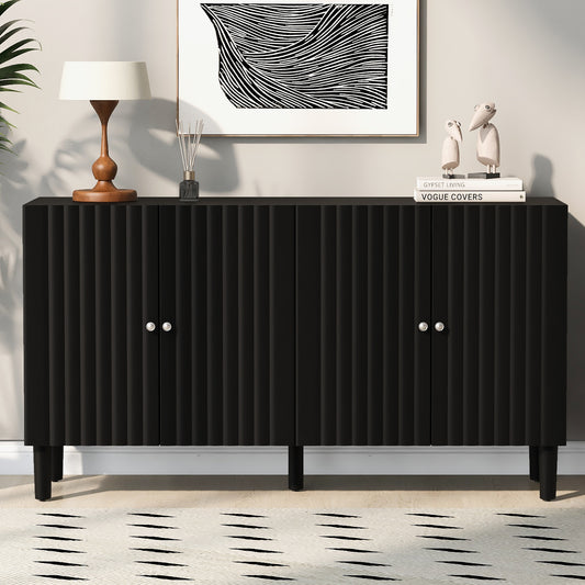 Butler Wavy Pattern Doors Sideboard Buffet - Black