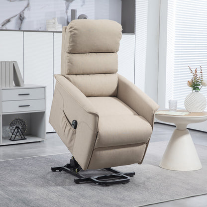 Moss Fabric Power Lift Recliner Chair - Beige