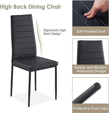 Ardis Fabric Dining Chairs with Metal Leg (Set of 6) - Black