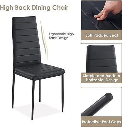 Ardis Fabric Dining Chairs with Metal Leg (Set of 6) - Black