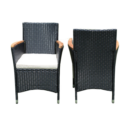 Shavon 7 Pc Outdoor Patio Wicker Dining Sett - Black