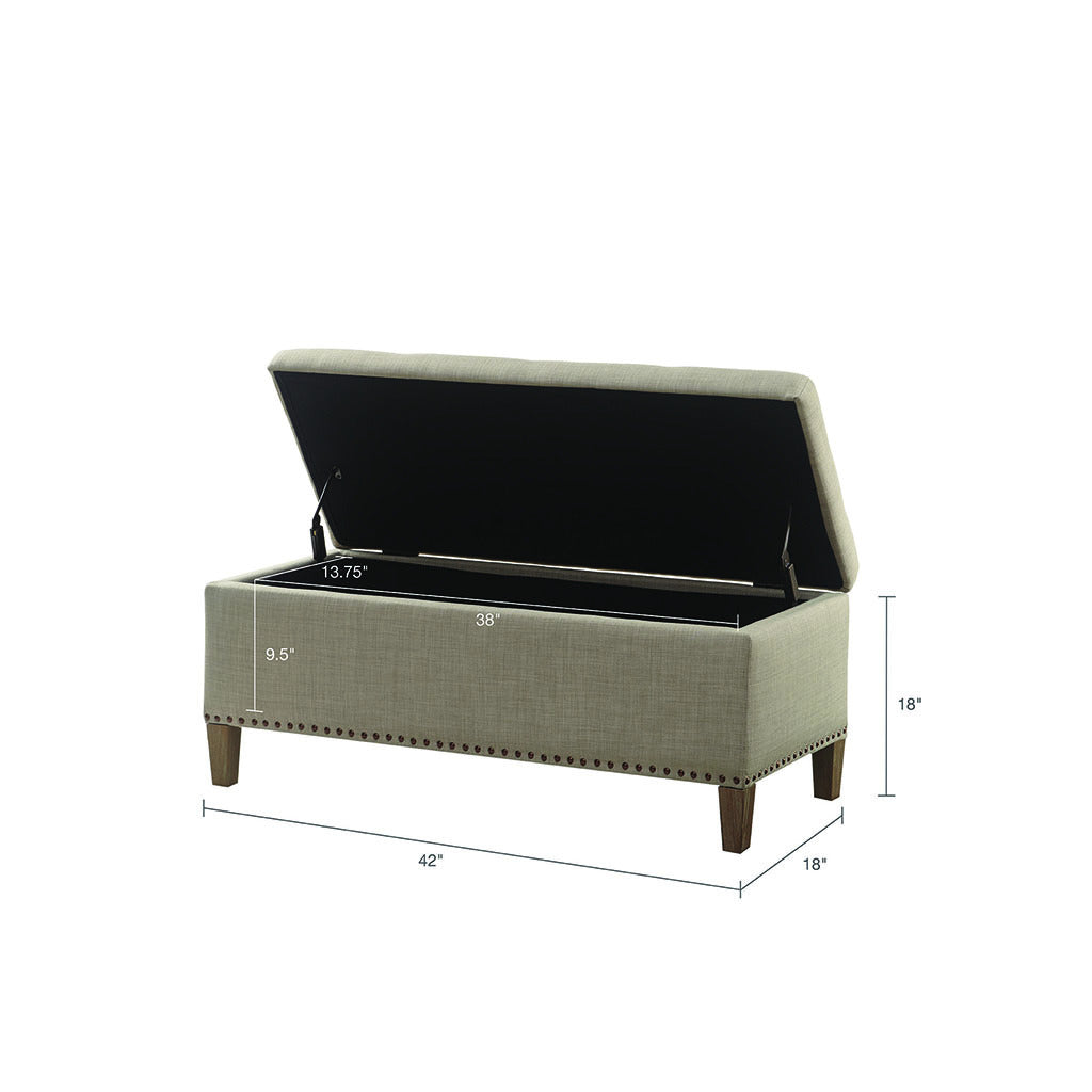 Shandra II Tufted Top Storage Bench - Taupe