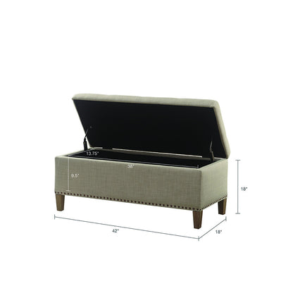 Shandra II Tufted Top Storage Bench - Taupe