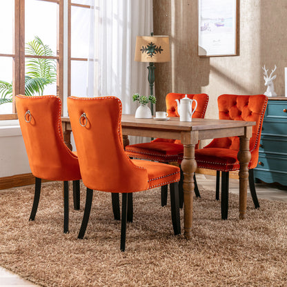 Nikki Velvet Dining Chair (Set of 2) - Orange