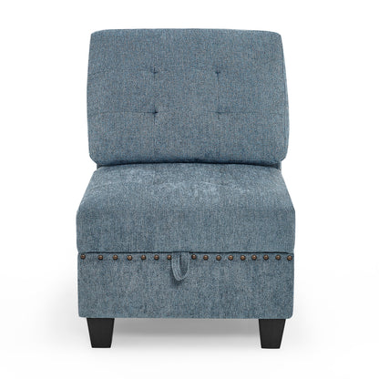 Molly Modular Sectional Sofa Four Single Chair and Two Corner - Navy Blue
