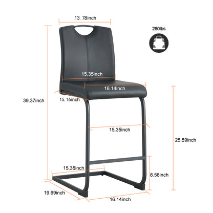 Regal PU Chair Barstool - Black Set of 2