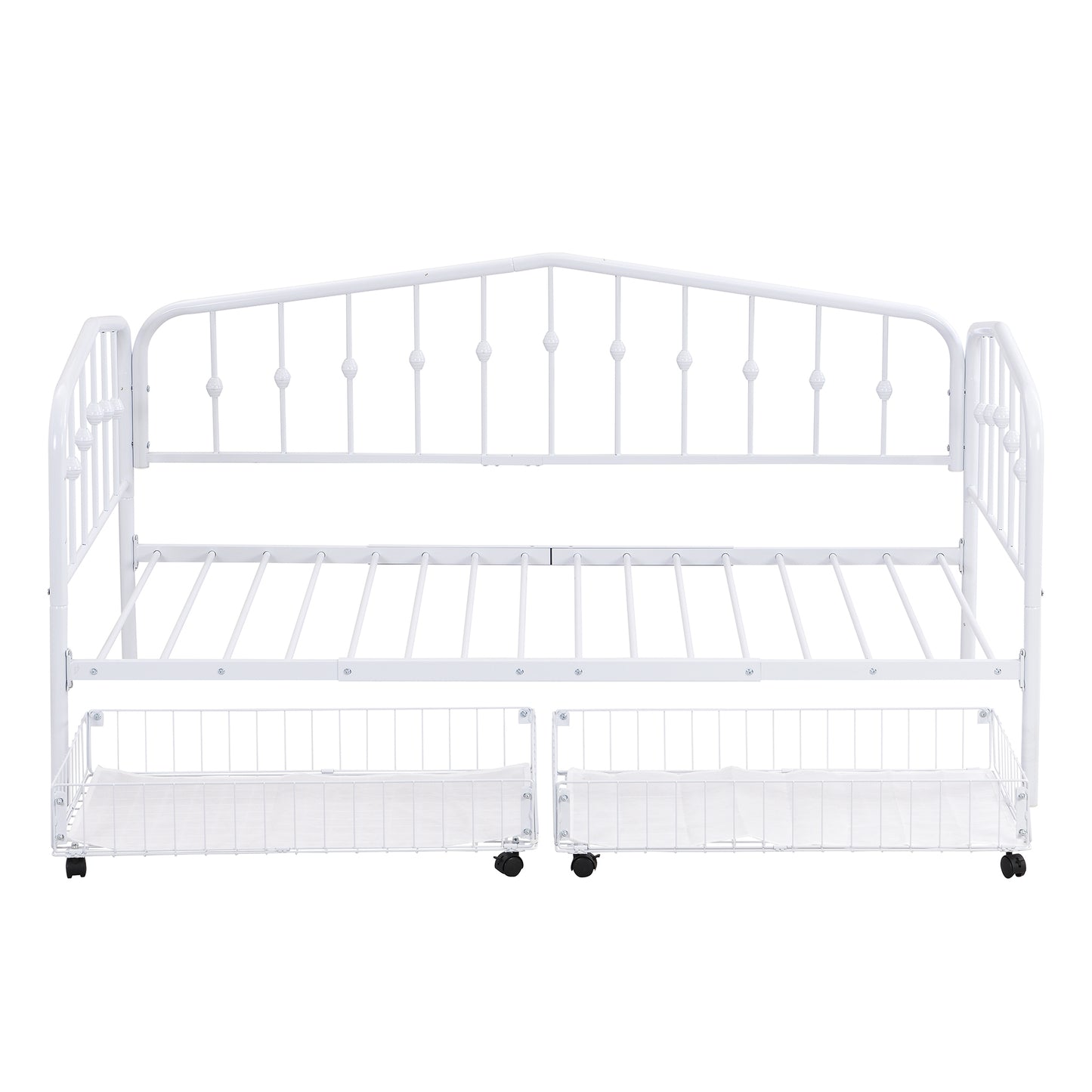 Zee Twin Size Metal Daybed with 2 Drawers - White