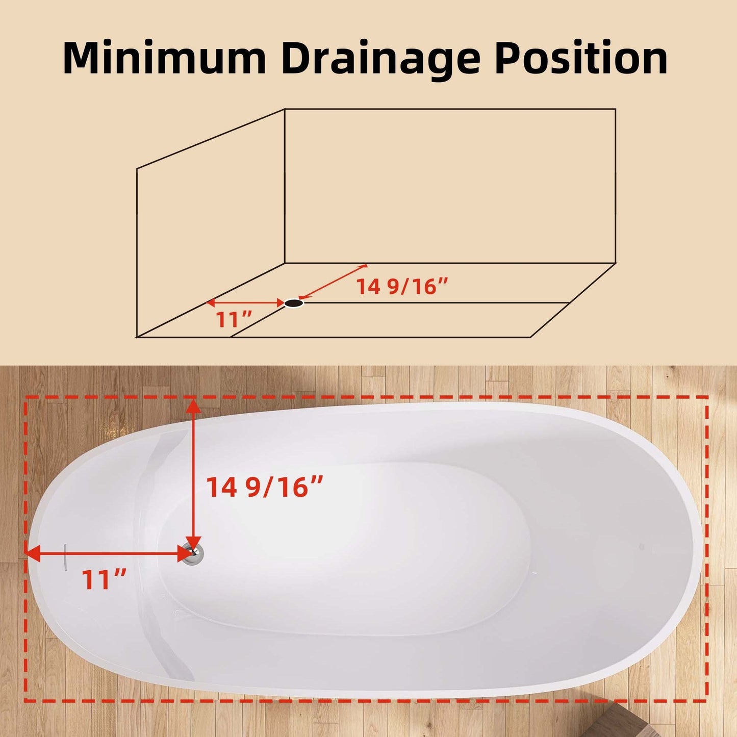 Nest 59" Acrylic Freestanding  Soaking Bathtub - White+Gray