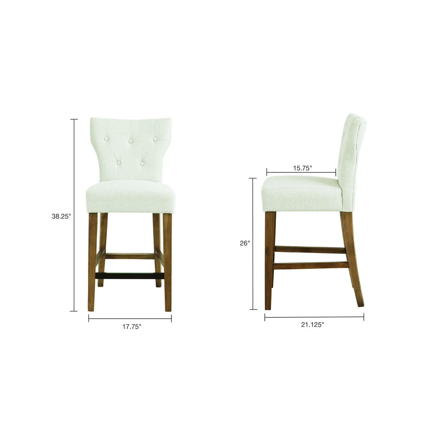 Eliga Tufted Back Counter Stool - Cream