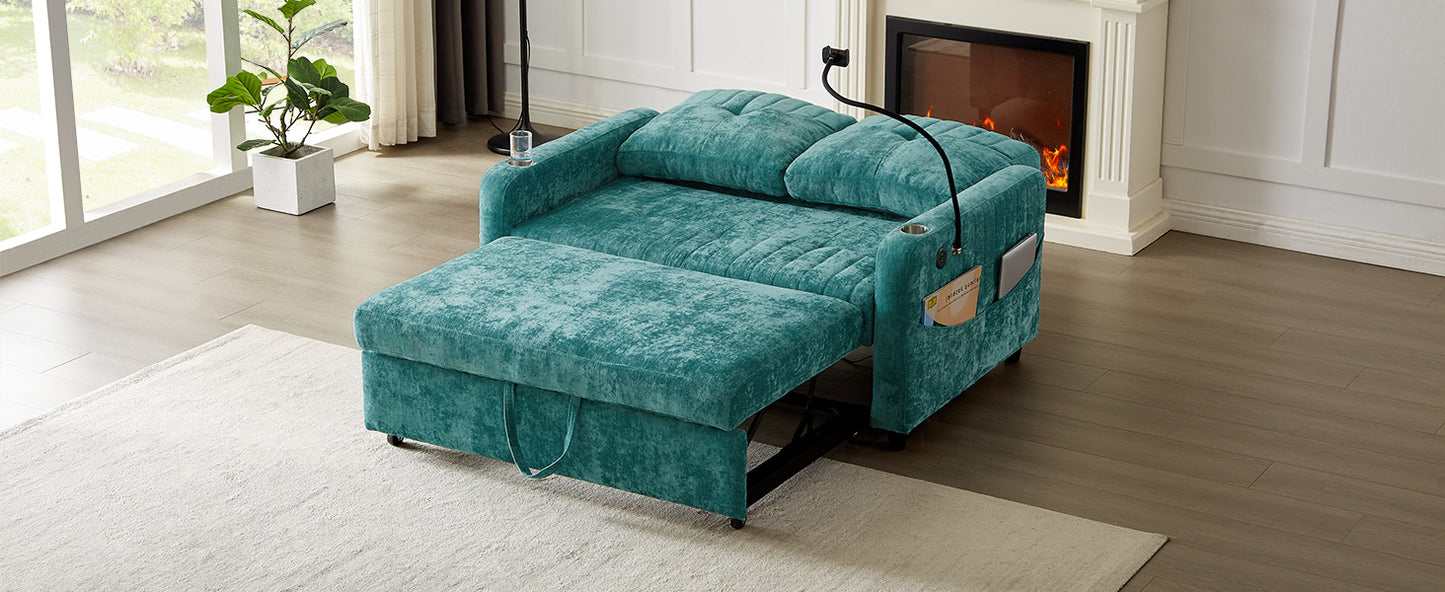 Rita Loveseat Pull-out Sofa Bed with Adjustable Backrest - Teal