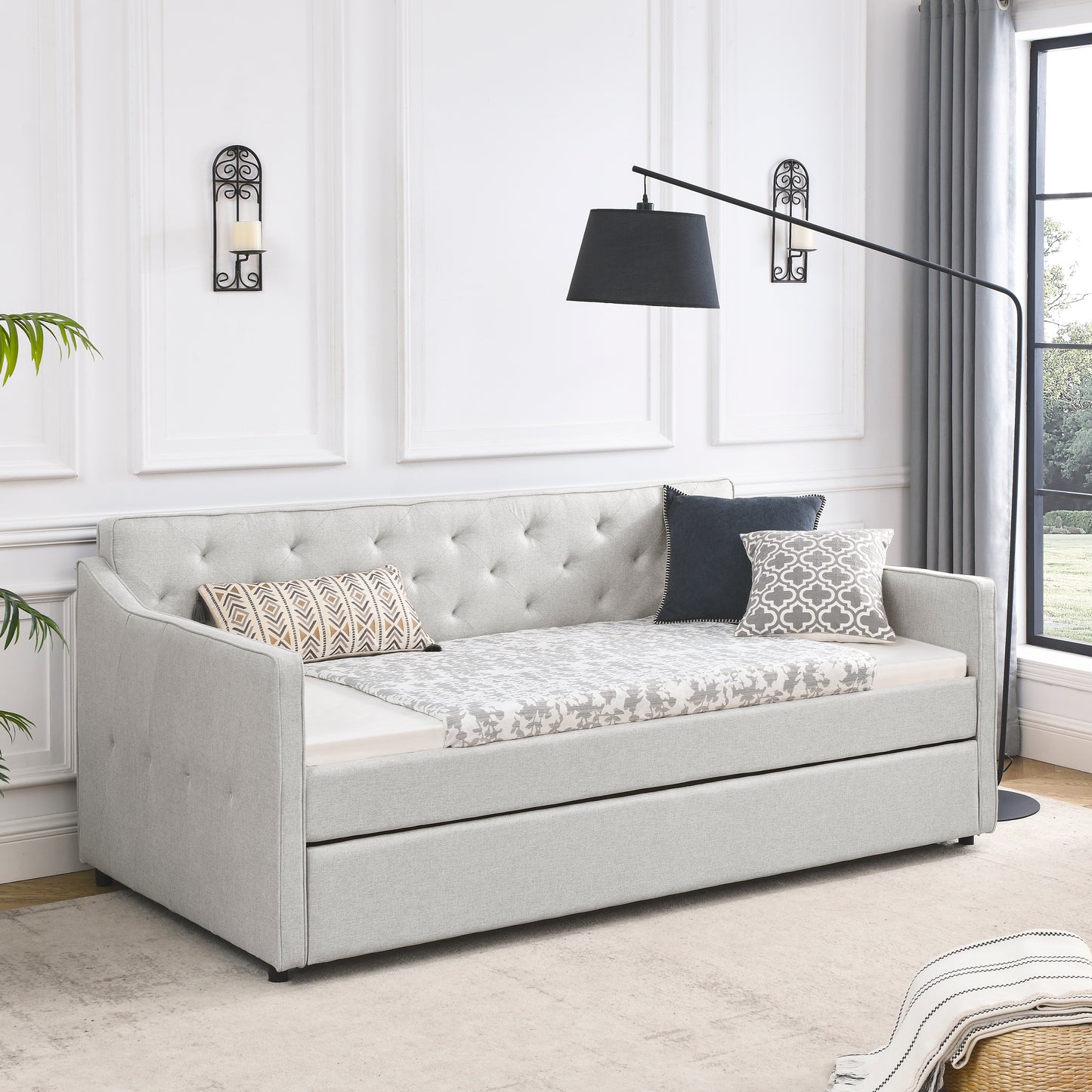 Hana Twin Size Daybed with Twin Size Trundle - Beige