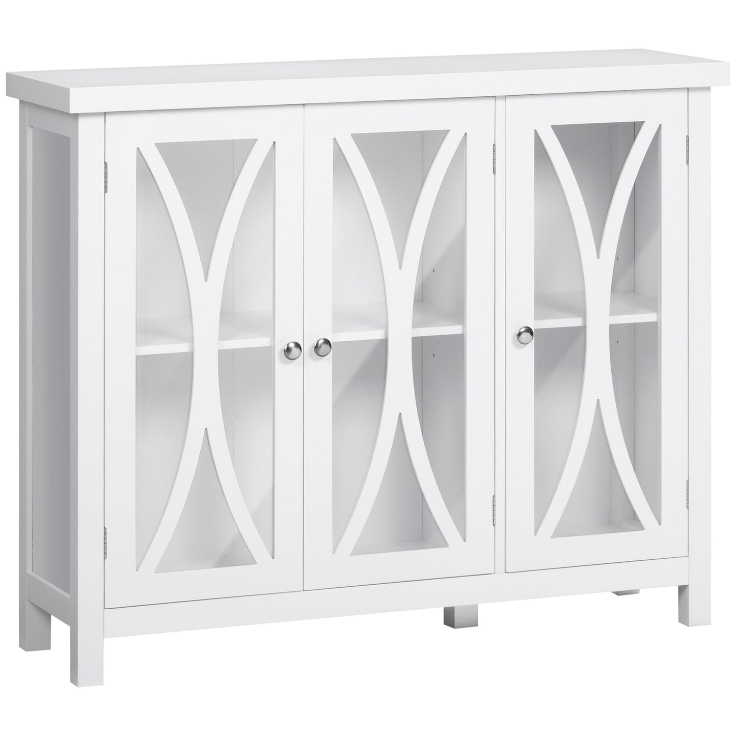 Arc Pattern Sideboard Buffet - White