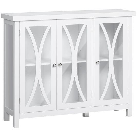 Arc Pattern Sideboard Buffet - White