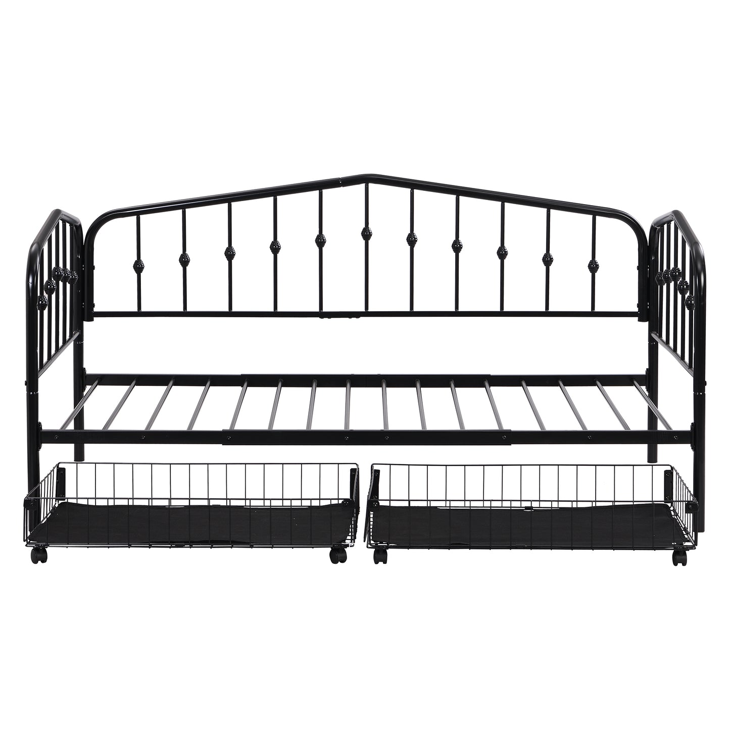 Zee Twin Size Metal Daybed with 2 Drawers - Black