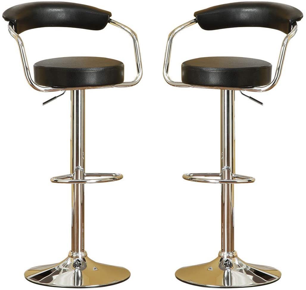 Park Adjustable Swivel  Bar Stool - Black Set of 2