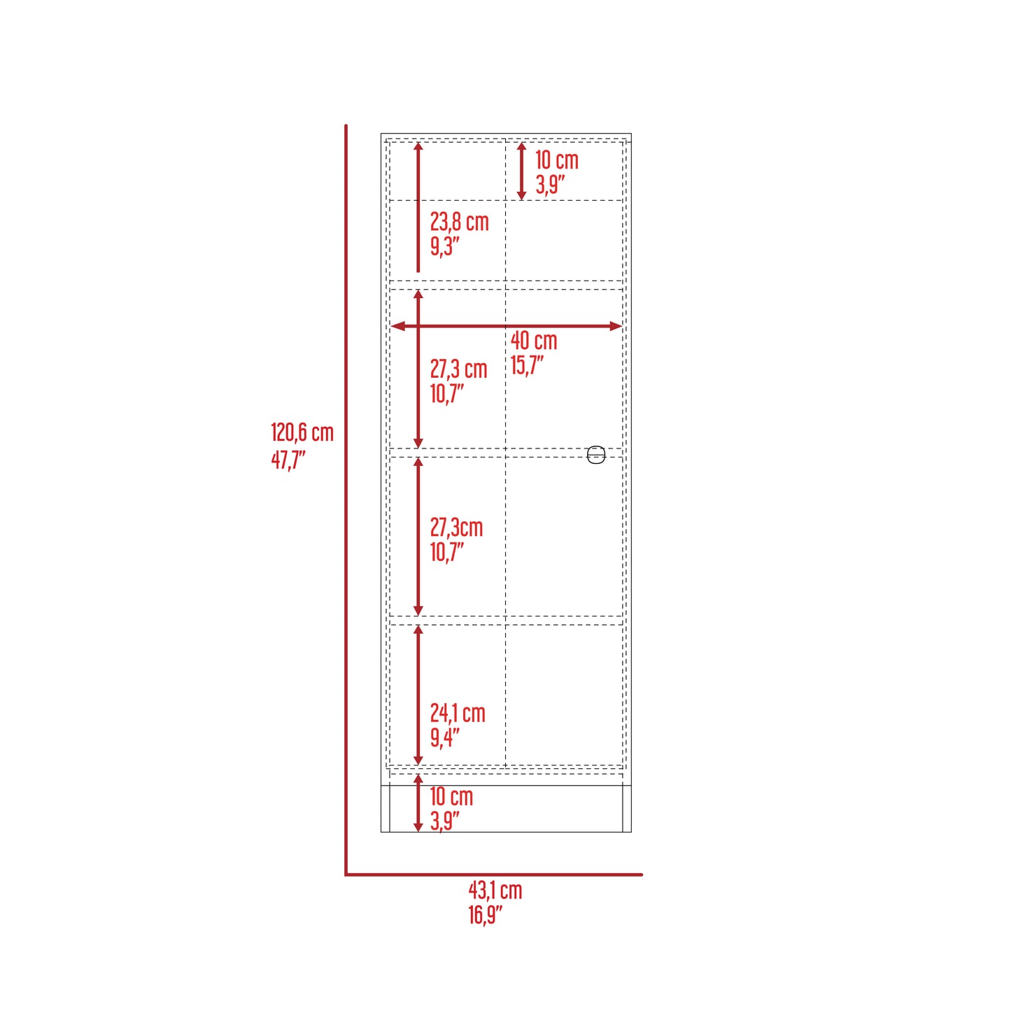 Belleria Single Door Pantry with 4 Shelves - White