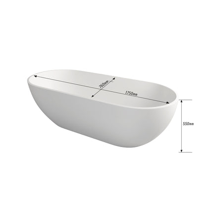 Gina 69" Solid Surface Freestanding Soaking Bathtub - Matte White