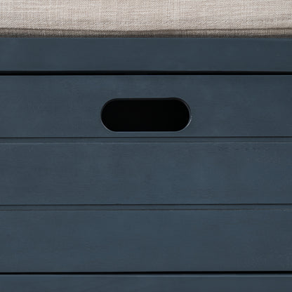 Lucy  Storage Bench with Removable Basket  Removable Cushion - Antique Navy