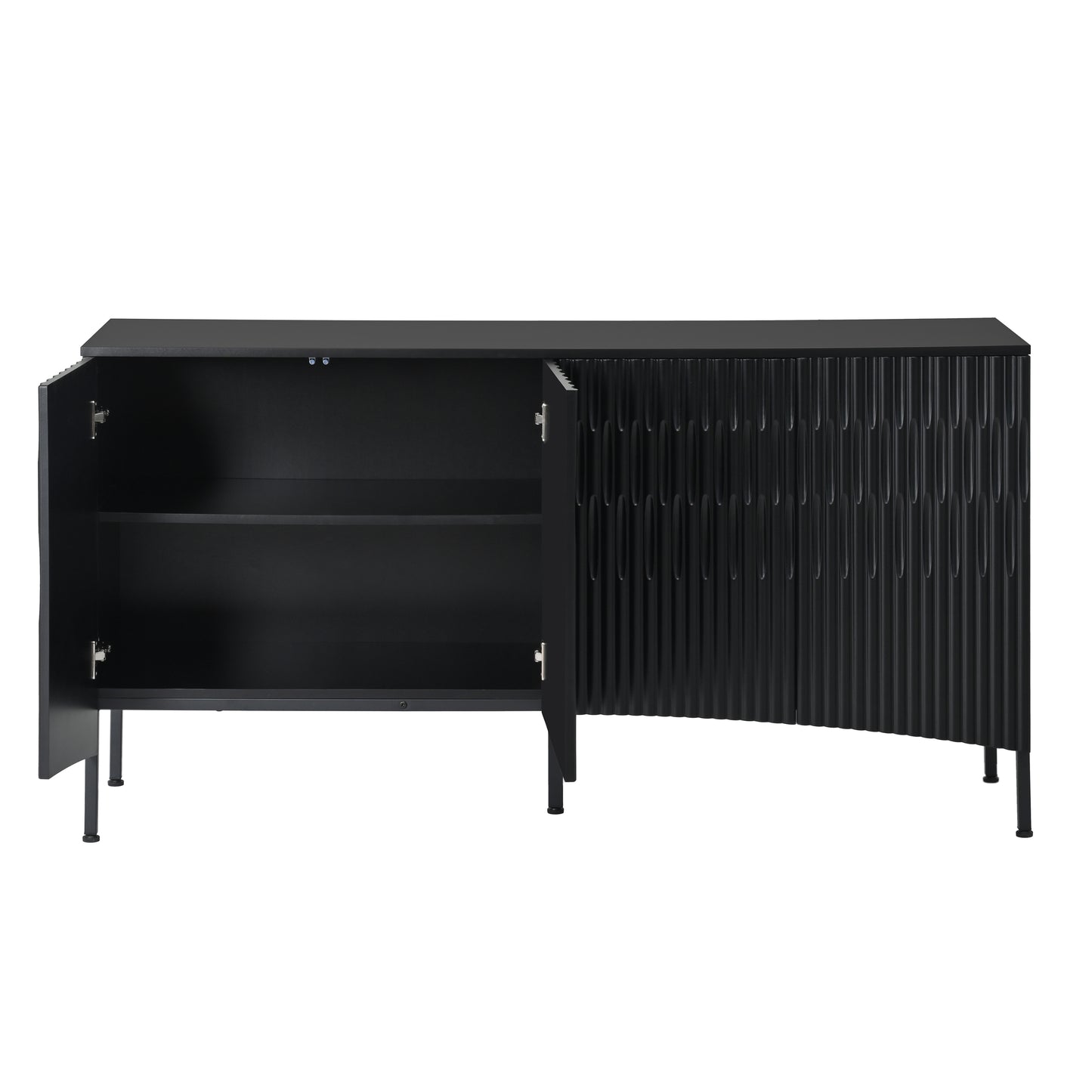 Arched Curved Bottom Doors Sideboard Buffet - Black