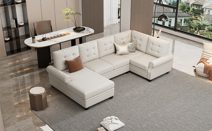 Aisha Modern U-Shaped Corner Sectional Sofa - Beige