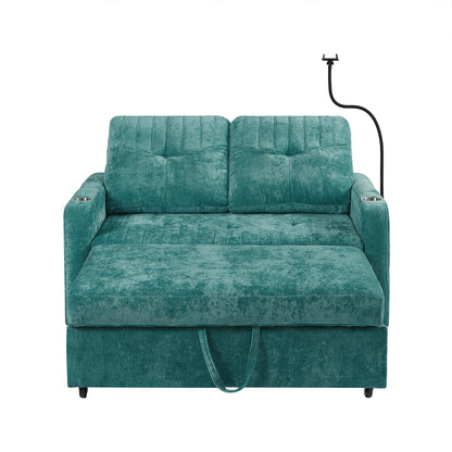 Rita Loveseat Pull-out Sofa Bed with Adjustable Backrest - Teal