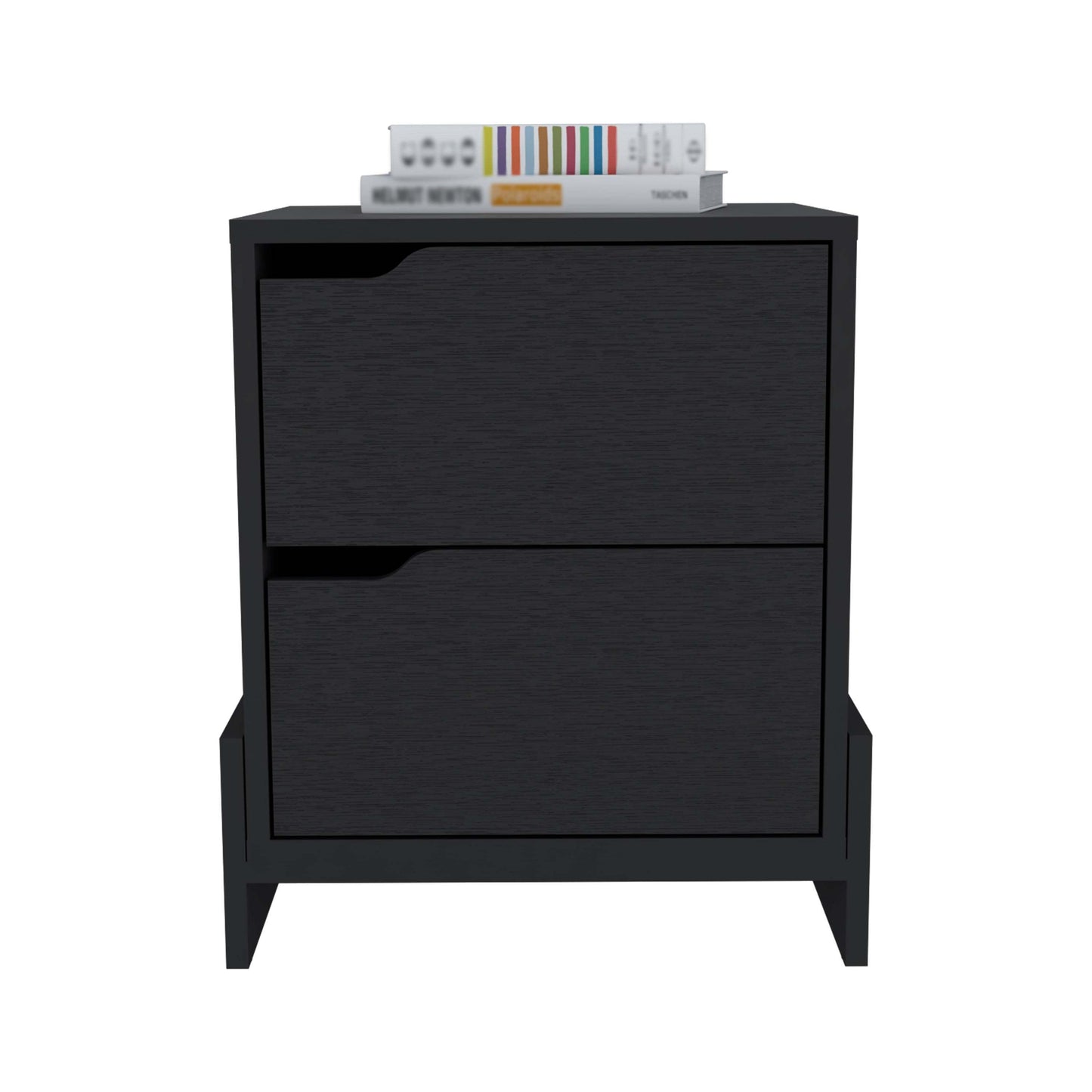 D2 Nightstand with 2-Drawers with Sturdy Base - Black