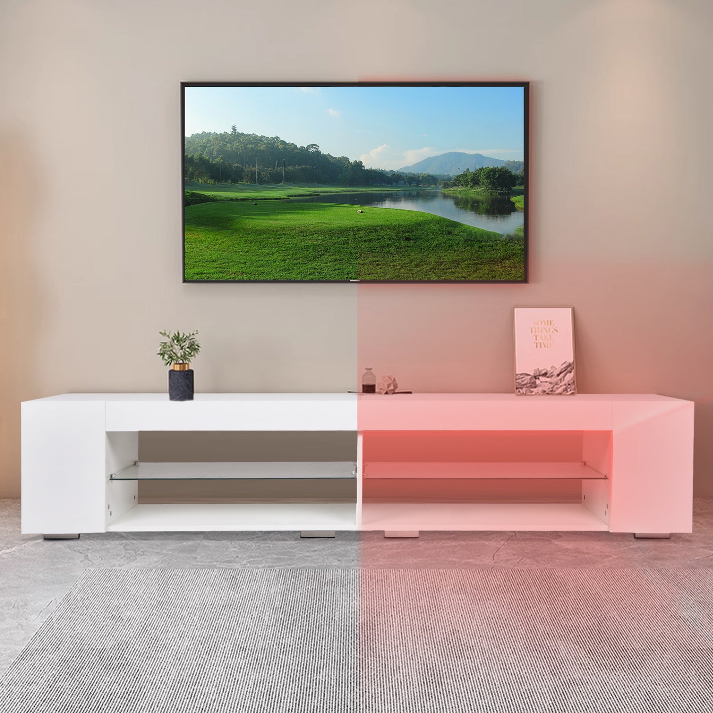 Jazz LED TV Stand Entertainment Center - White