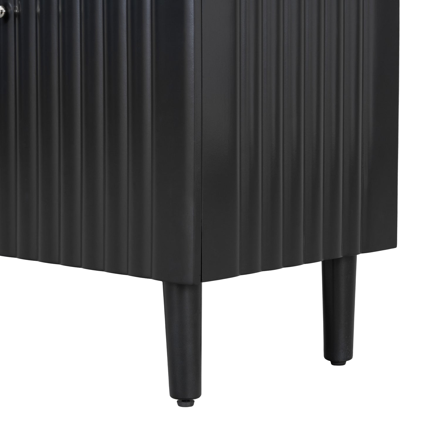 Butler Wavy Pattern Doors Sideboard Buffet - Black
