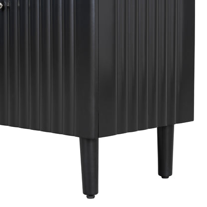Butler Wavy Pattern Doors Sideboard Buffet - Black