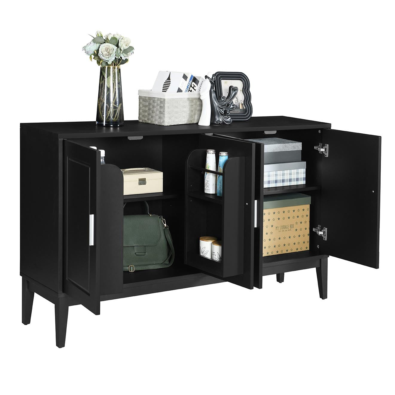 Sonia 4-Door Sideboard Buffet - Black