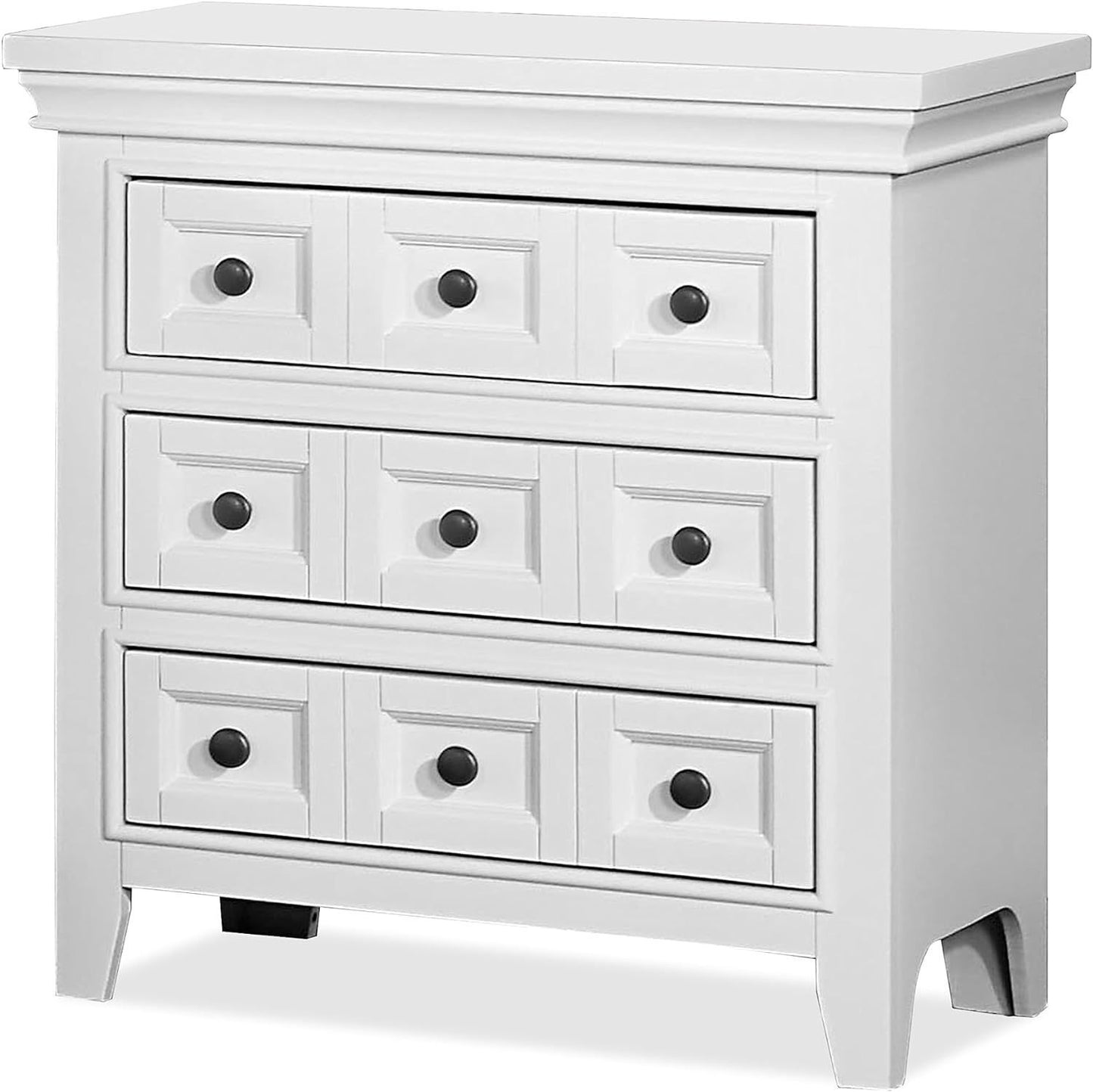 Nikos Solid Wood Traditional Nightstand - White