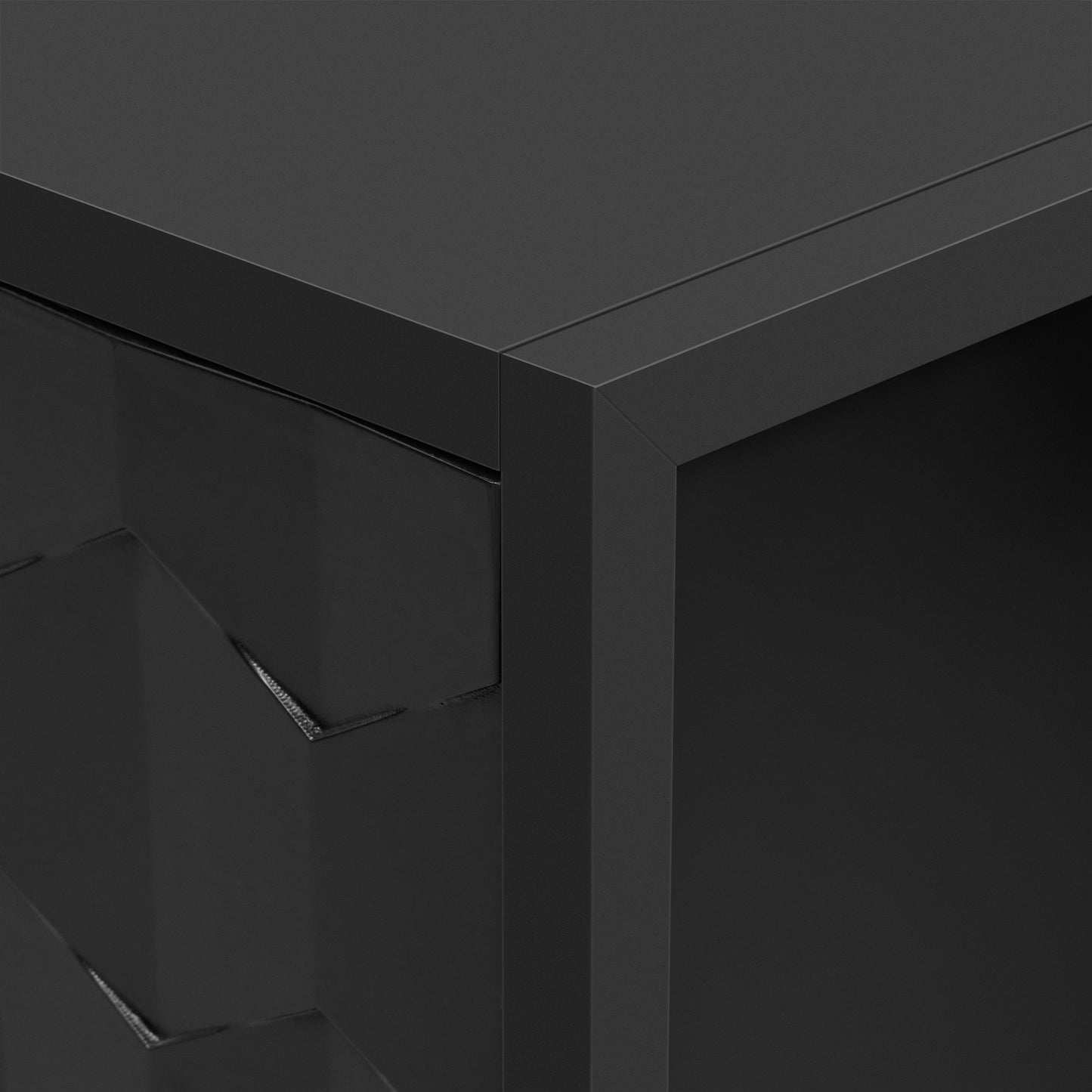 Honeycomb Patterned Doors Sideboard Buffet - Black